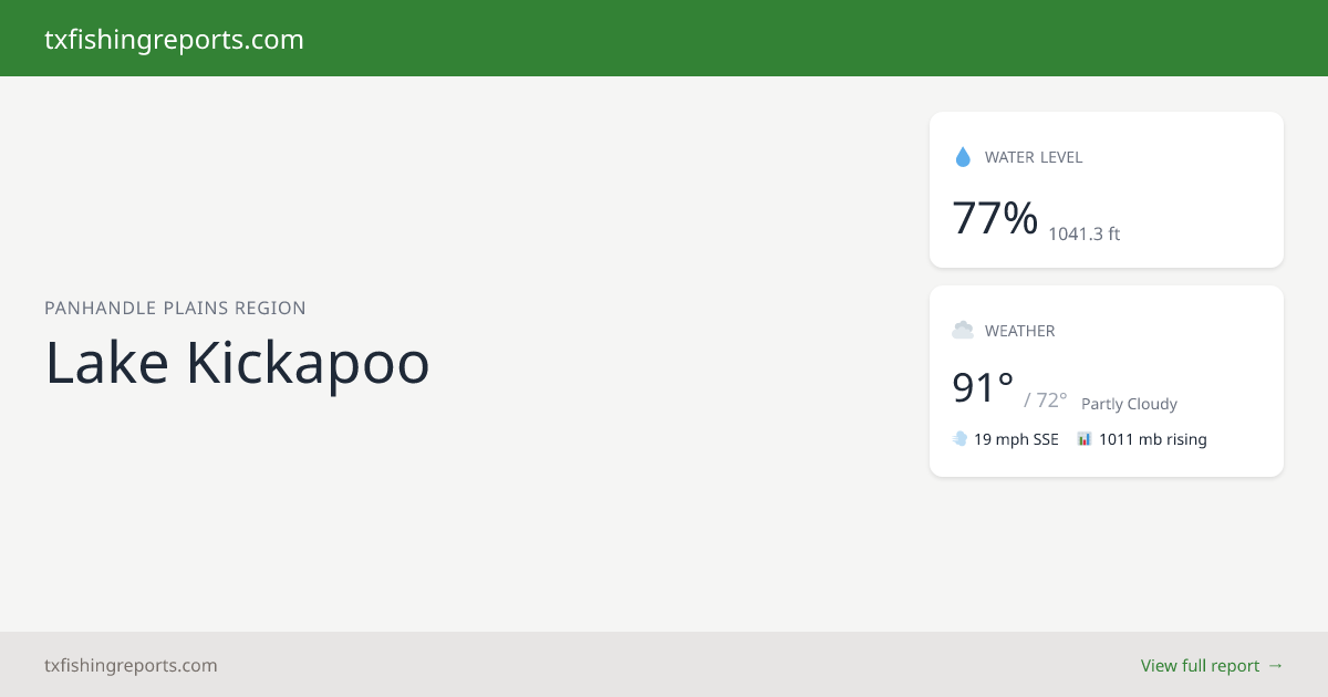 Lake Kickapoo Fishing Report 2026 - TX Water Levels & Weather